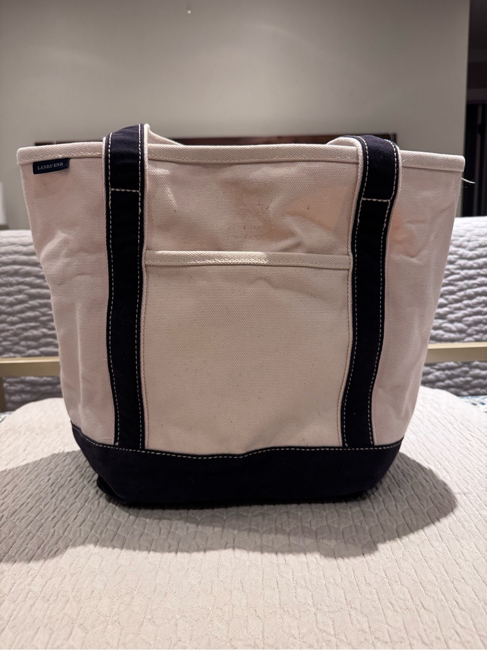 Land's End 5 Pocket Open Top Canvas Tote Bag, size Medium in Navy